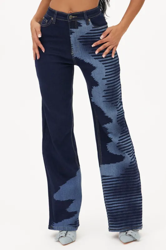 Paislee Printed Stretch Straight Leg Jeans - Dark Wash sold by Fashion Nova