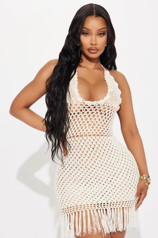 Shell of a Good Time Crochet Mini Dress - Cream sold by Fashion Nova