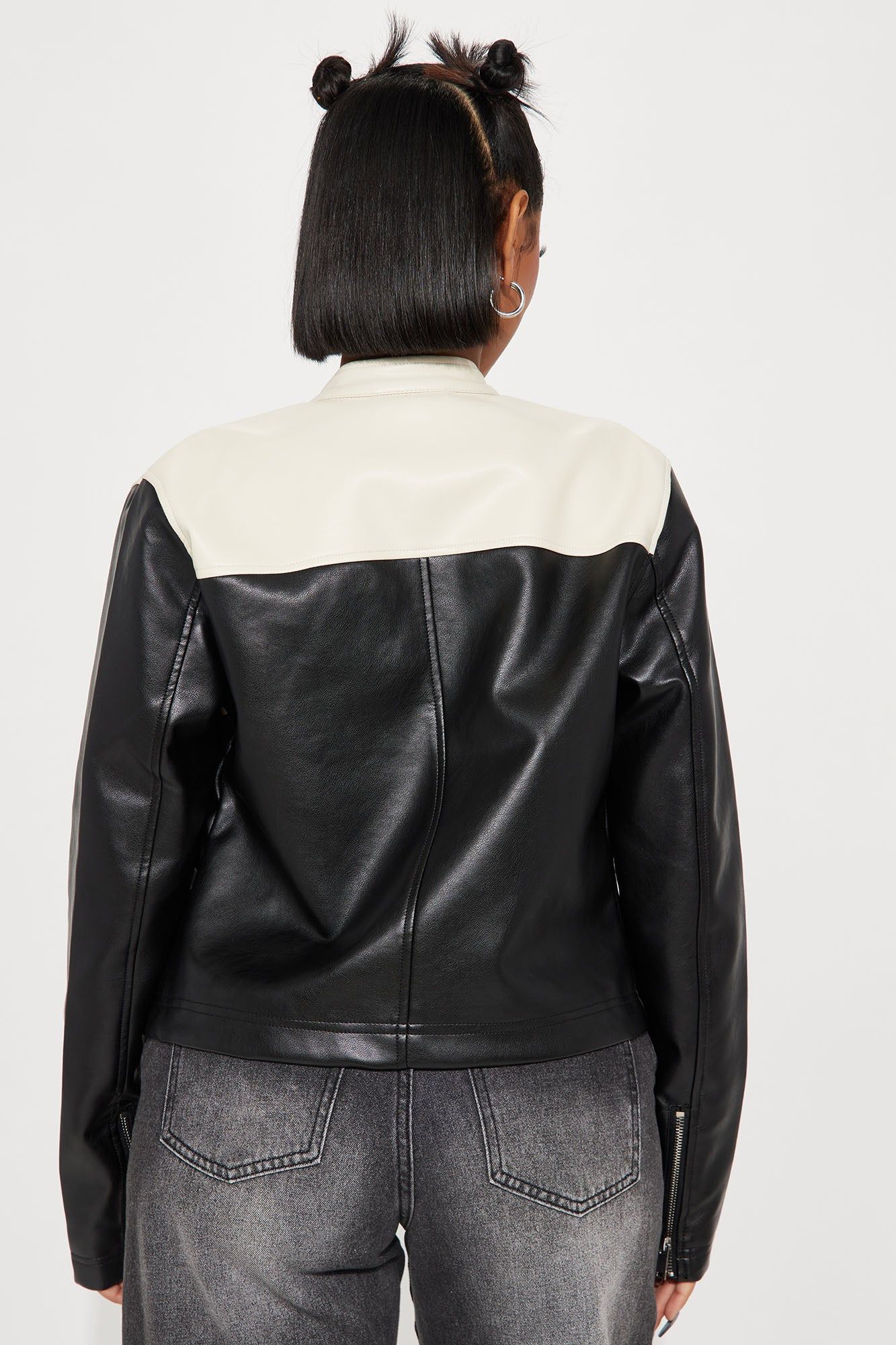 Riding Passenger Faux Leather Jacket - Black/White sold by Fashion Nova product image thumbnail 3
