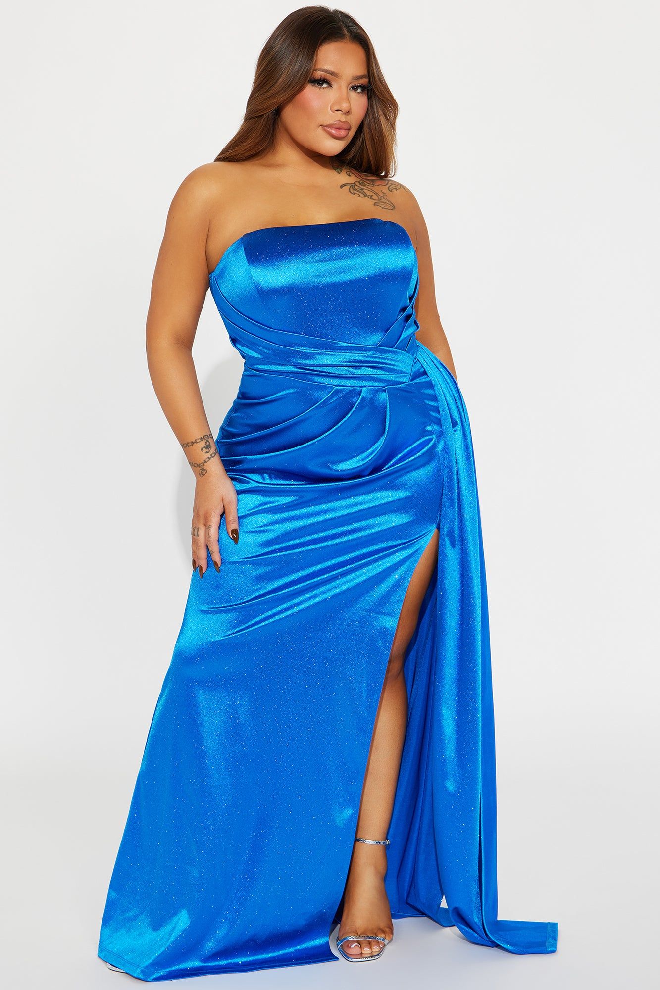 Gianna Glitter Satin Maxi Dress - Royal sold by Fashion Nova product image thumbnail 5