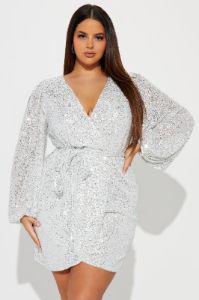 Liliana Sequin Mini Dress - Silver sold by Fashion Nova