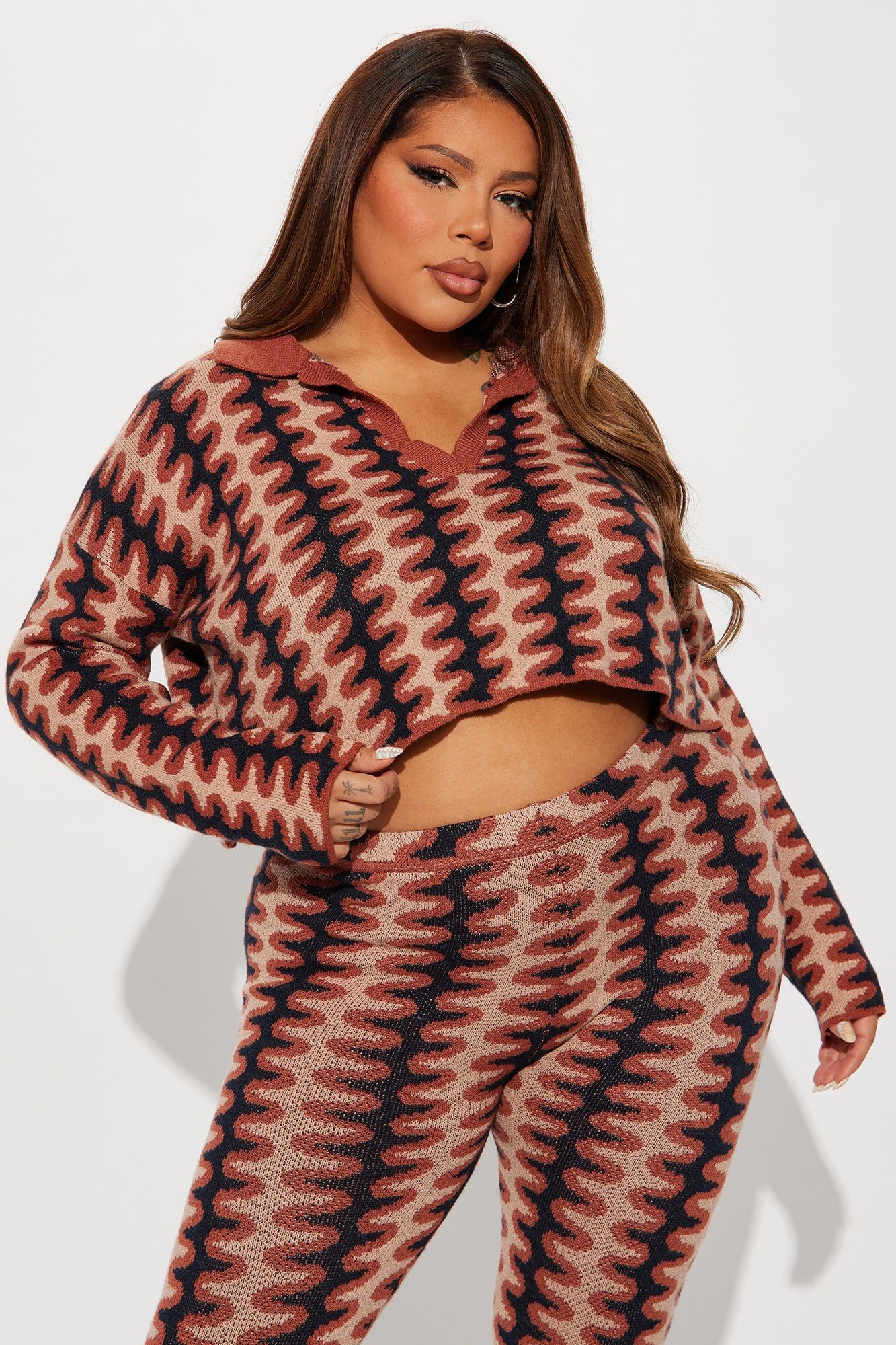 Blaire Sweater Pant Set - Rust/combo sold by Fashion Nova product image thumbnail 5