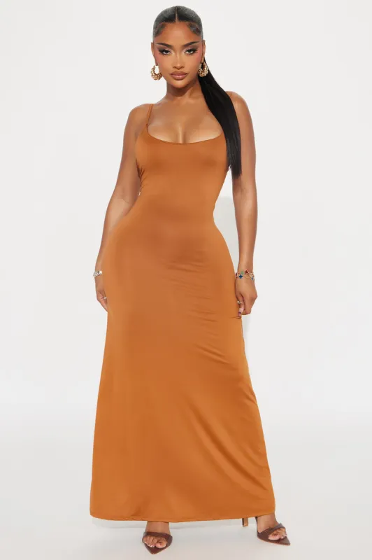 Elegant Ease Maxi Dress - Brown sold by Fashion Nova
