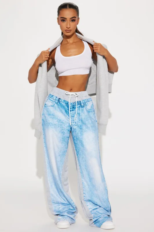 Only The Good Printed Pant - Blue/combo sold by Fashion Nova