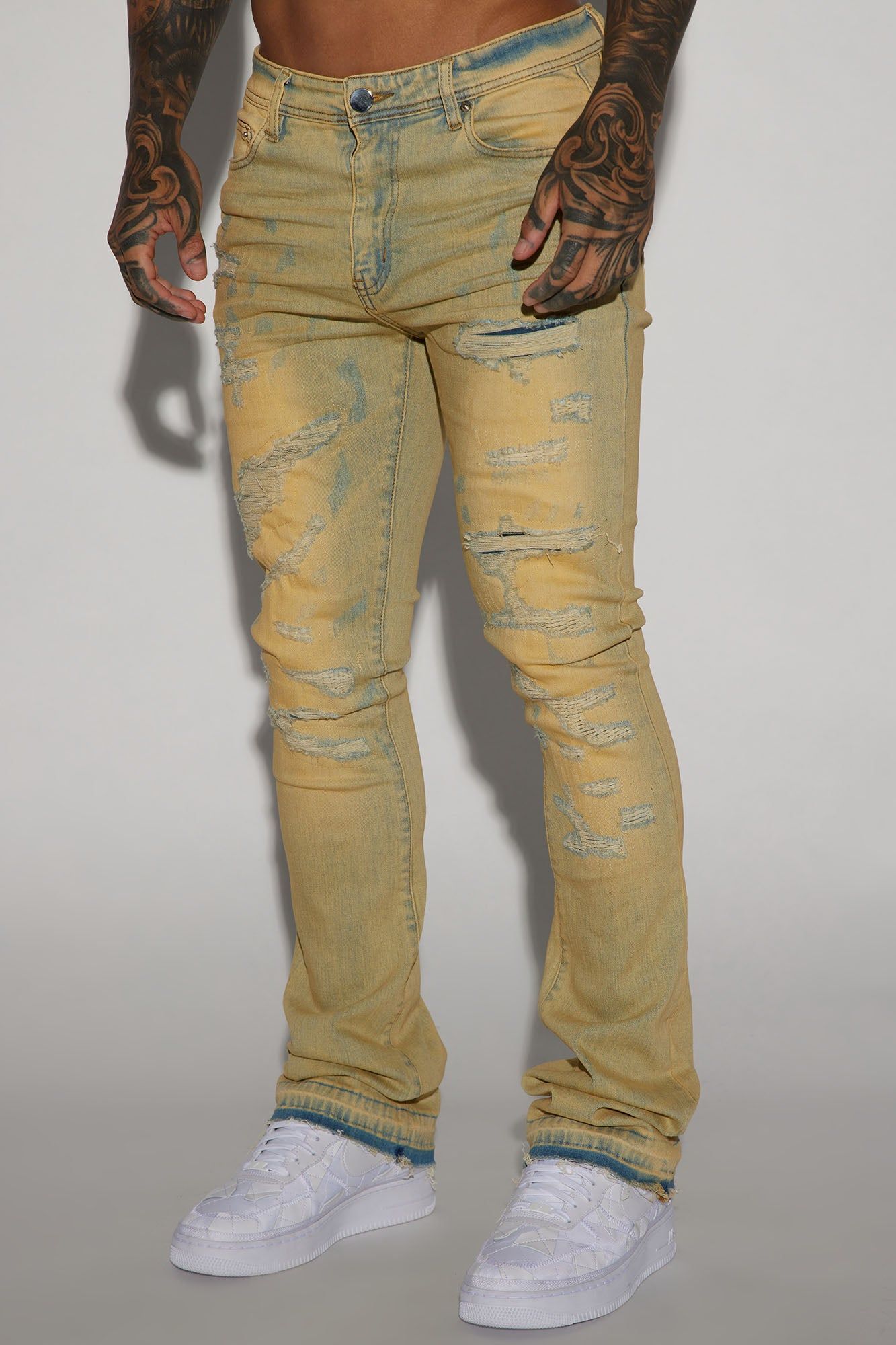 Put Me On Stacked Skinny Flare Jeans - Vintage Blue Wash sold by Fashion Nova product image thumbnail 4