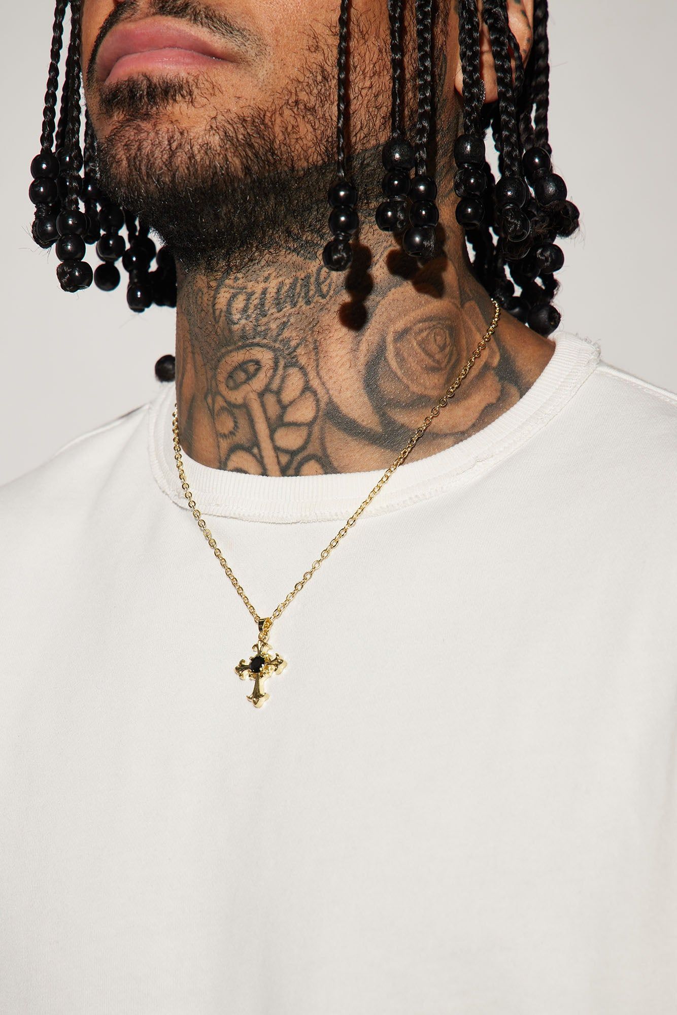 Onyx Cross Chain Necklace - Gold sold by Fashion Nova