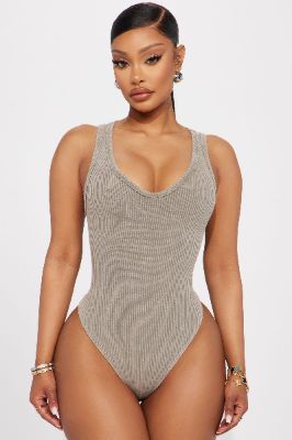 Sucker For You Washed Bodysuit - Grey sold by Fashion Nova