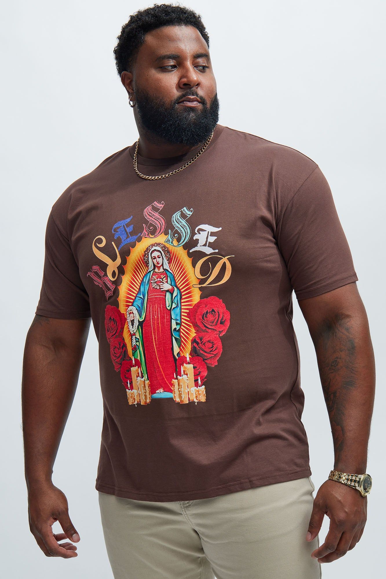 Blessed Roses Short Sleeve Tee - Brown sold by Fashion Nova