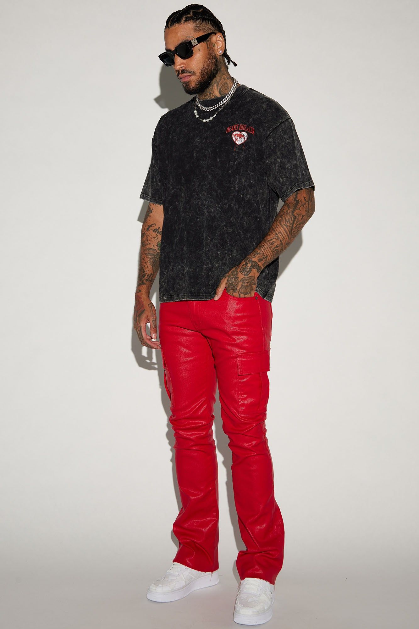 Better Be Cargo Waxed Skinny Flared Pants - Red sold by Fashion Nova product image thumbnail 3