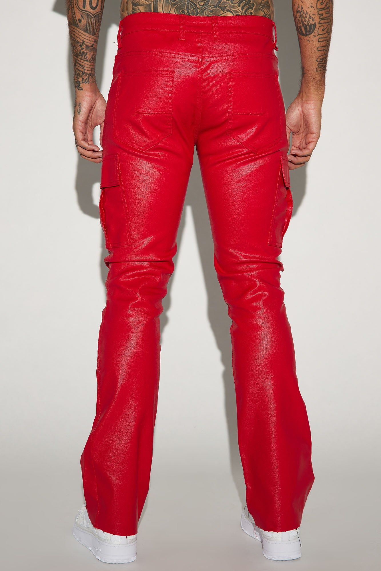 Better Be Cargo Waxed Skinny Flared Pants - Red sold by Fashion Nova product image thumbnail 6