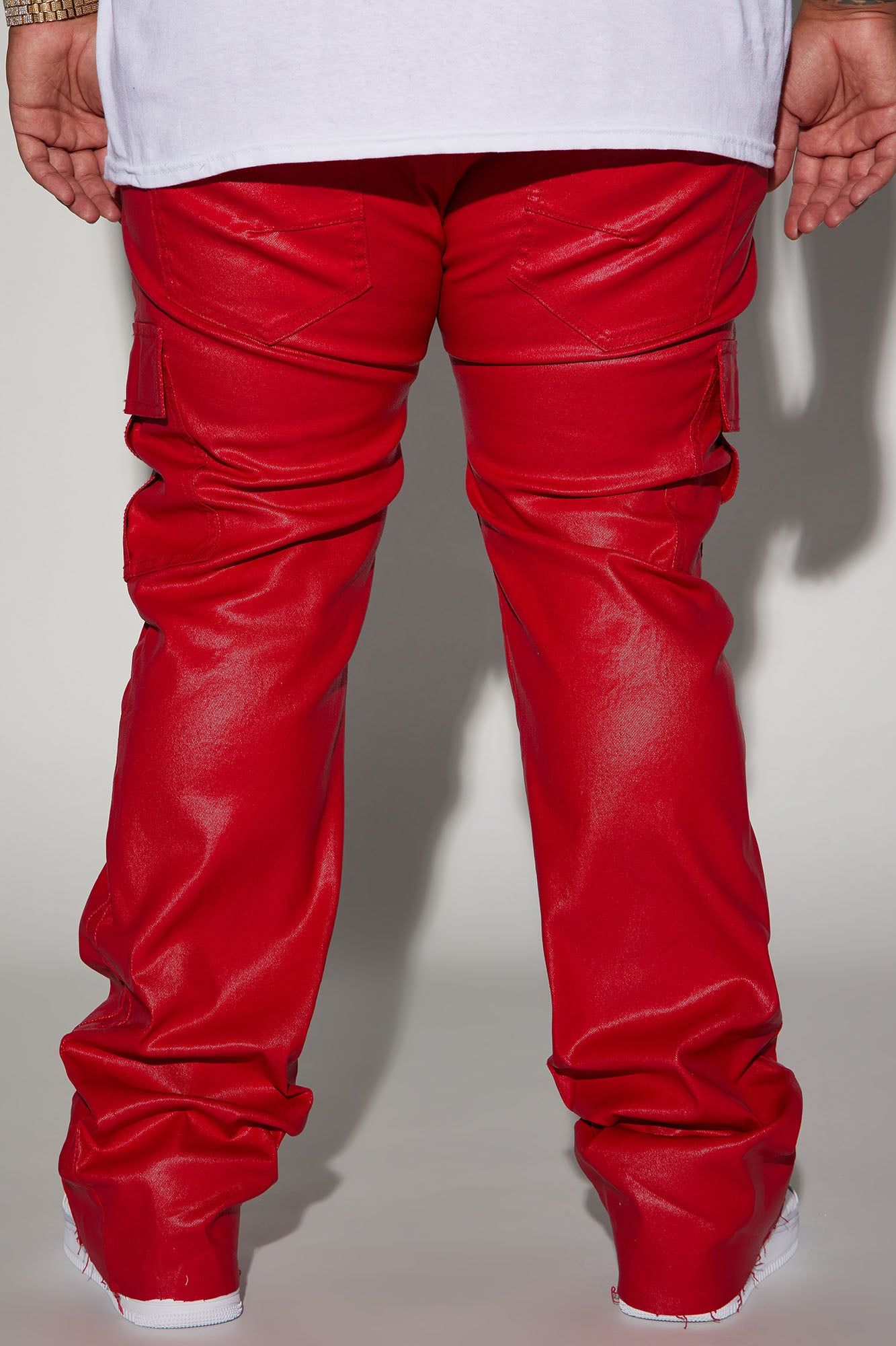 Better Be Cargo Waxed Skinny Flared Pants - Red sold by Fashion Nova product image thumbnail 9