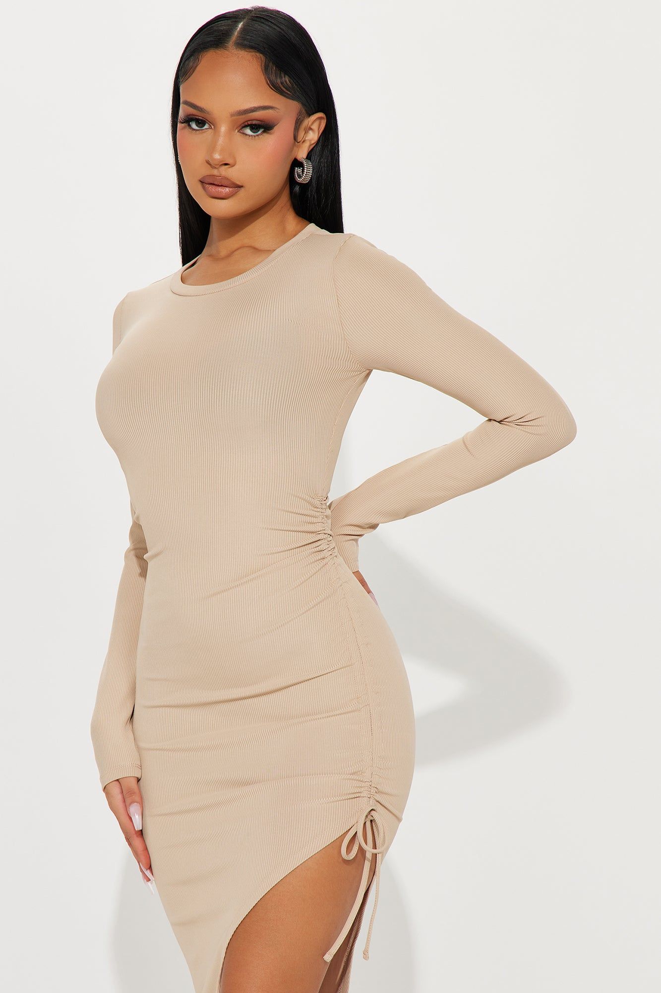 Mikayla Ribbed Midi Dress - Nude sold by Fashion Nova product image thumbnail 2