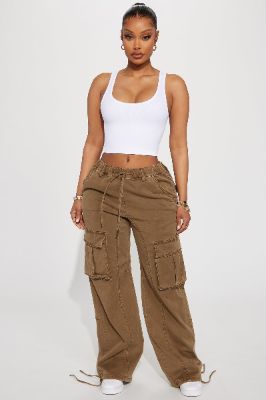 Portland Washed Cargo Pant - Brown sold by Fashion Nova
