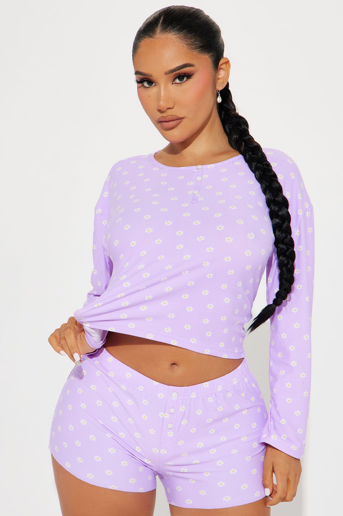 Cozy With You PJ Short Set - Lilac sold by Fashion Nova product image thumbnail 2