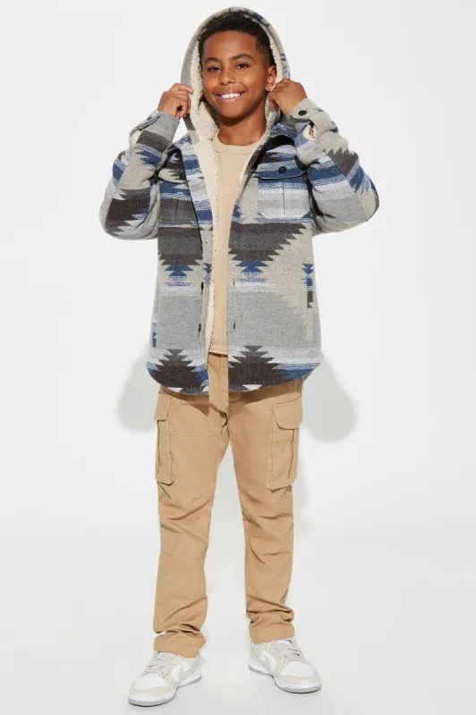 Mini Tribal Print Flannel Shacket - Khaki sold by Fashion Nova