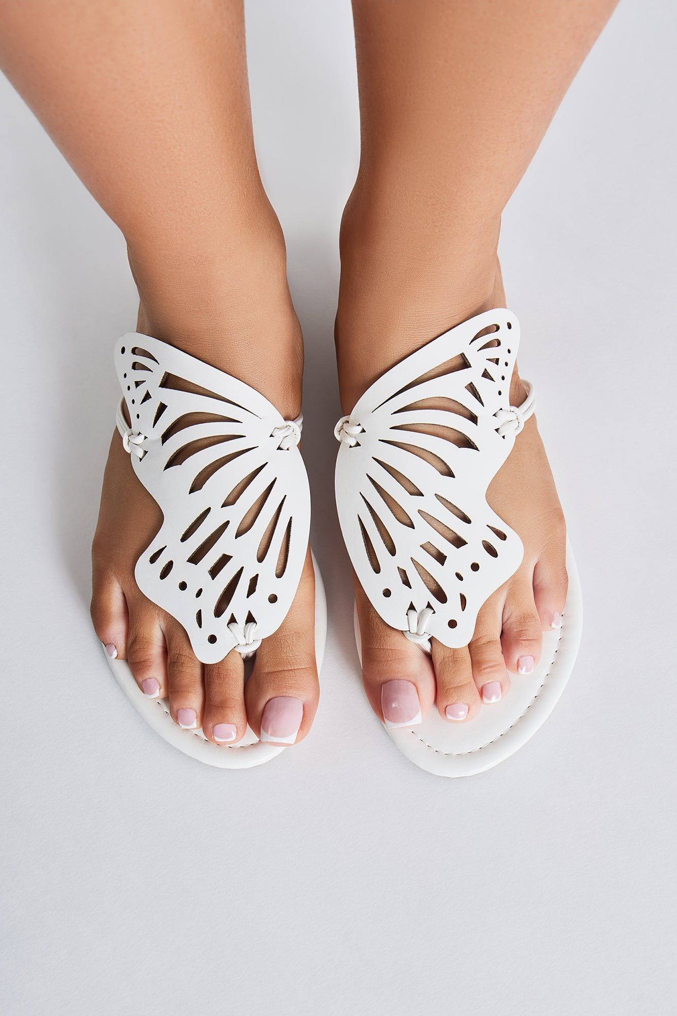 Butterfly Season Flip Flops - White sold by Fashion Nova
