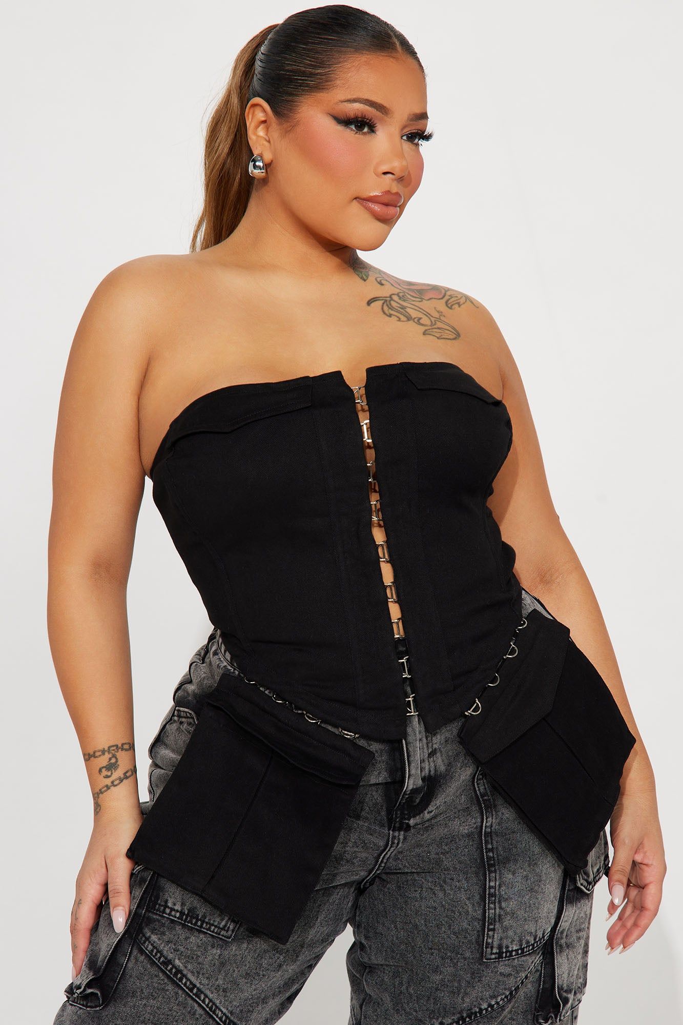Danielle Denim Corset Top - Black sold by Fashion Nova product image thumbnail 5