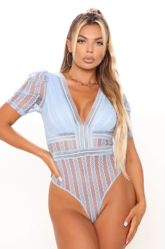 Soul Attraction Lace Bodysuit - Blue sold by Fashion Nova