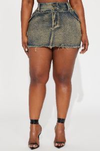 Love Sick Tinted Denim Mini Skirt - Dark Wash sold by Fashion Nova