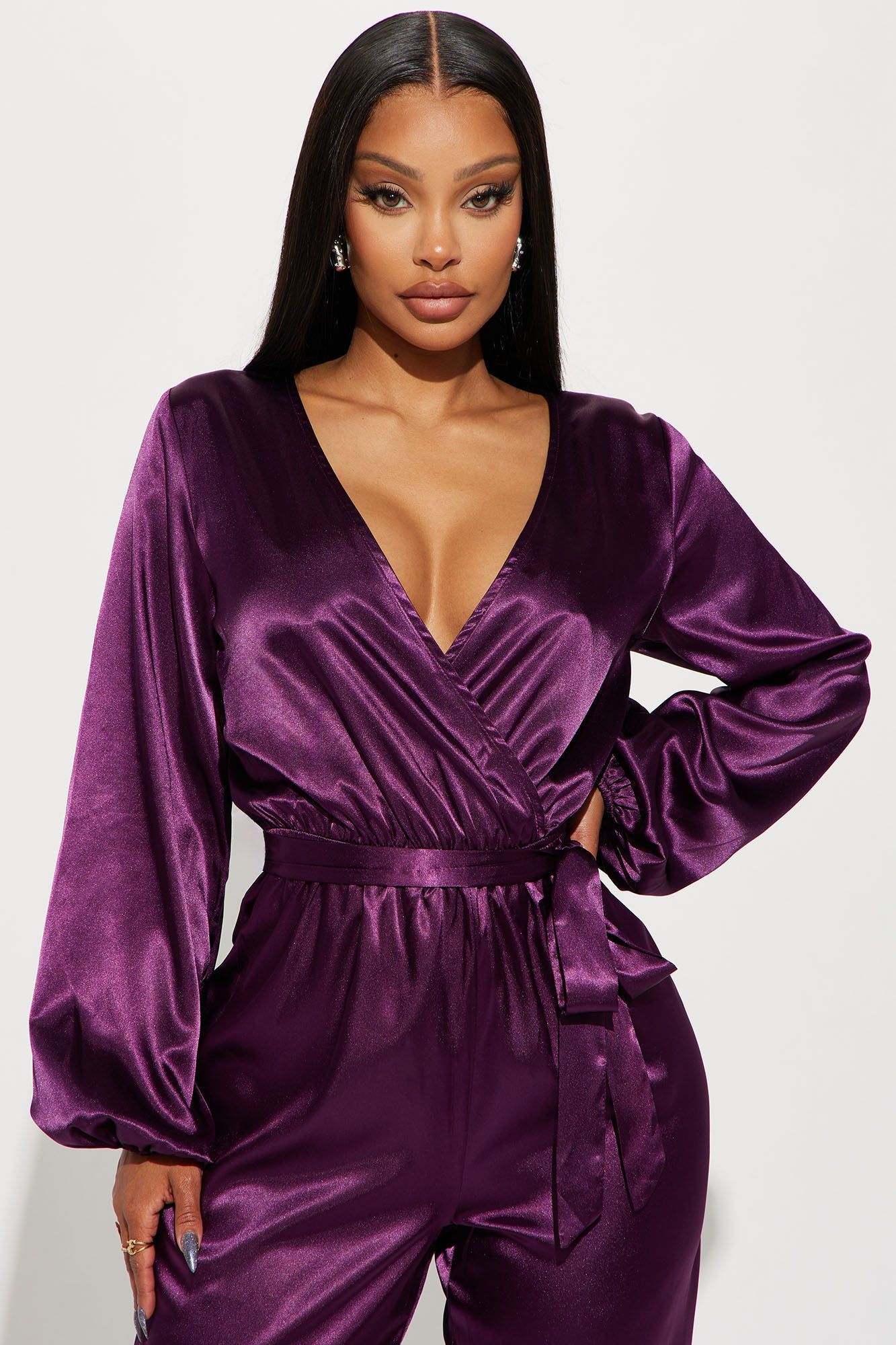 Unloving You Satin Jumpsuit - Eggplant sold by Fashion Nova product image thumbnail 2