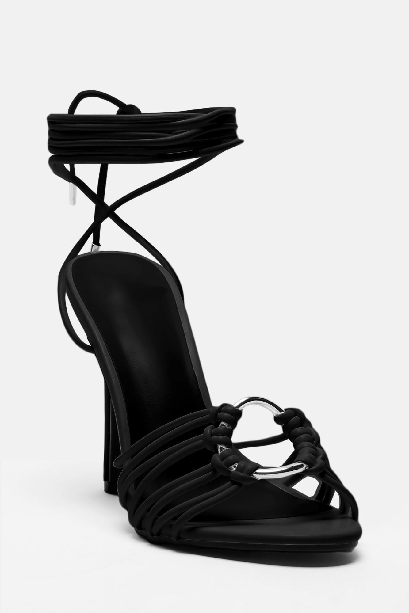 Farrah Wrap Up Heeled Sandals - Black sold by Fashion Nova
