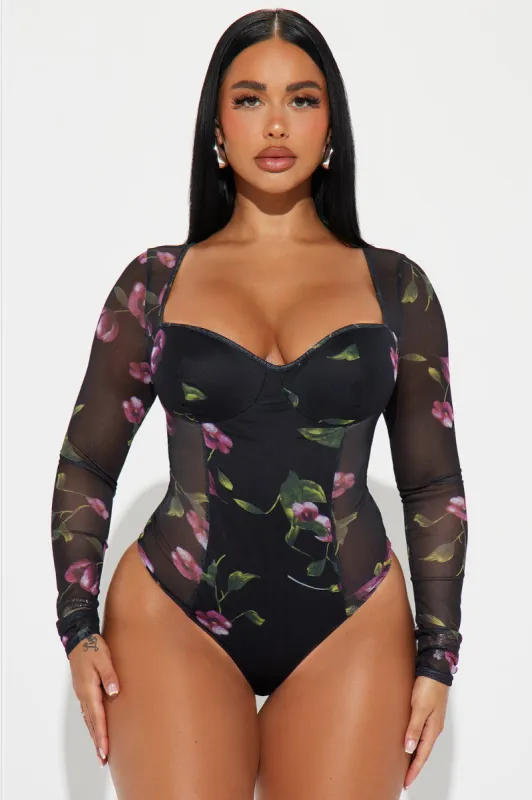 Santorini Muse Mesh Bodysuit - Black/combo sold by Fashion Nova