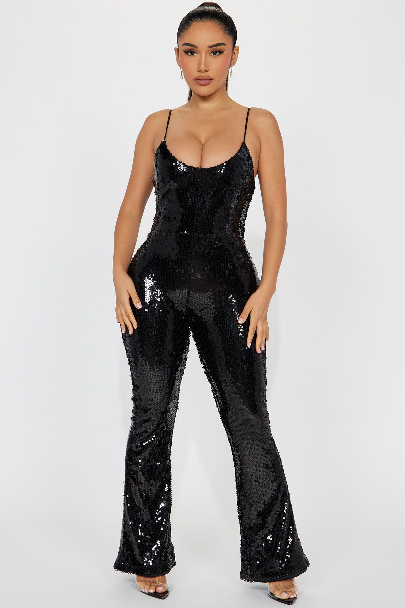 Event Ready Sequin Jumpsuit - Black sold by Fashion Nova