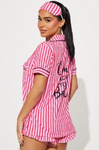 Come Back To Bed 3 Piece PJ Short Set - Pink/combo sold by Fashion Nova