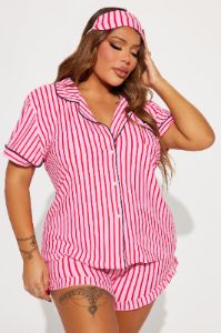 Come Back To Bed 3 Piece PJ Short Set - Pink/combo sold by Fashion Nova