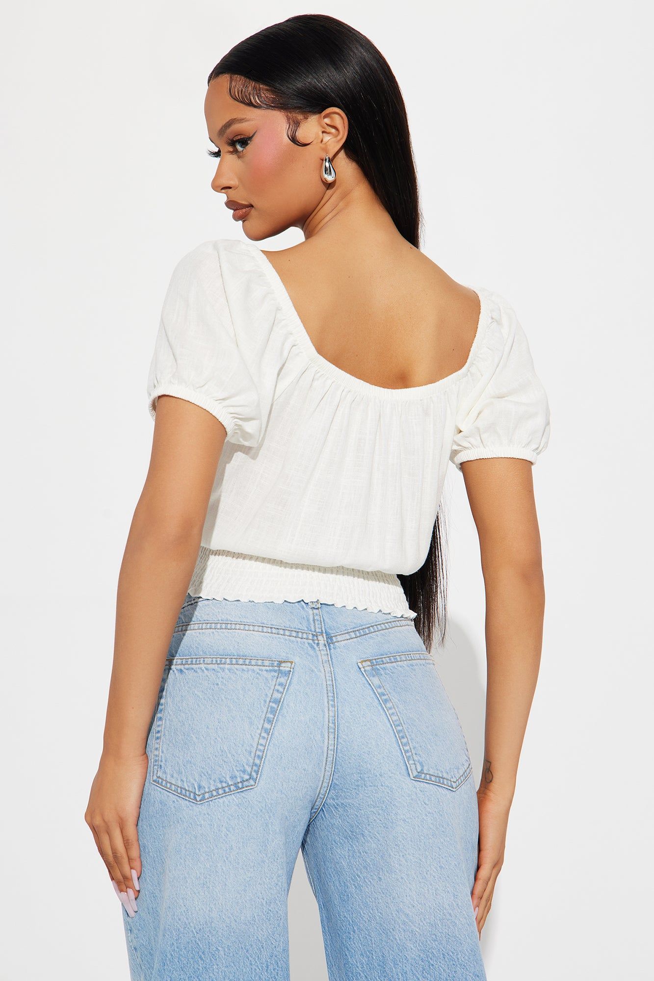 Aimee Linen Top - Off White sold by Fashion Nova product image thumbnail 3