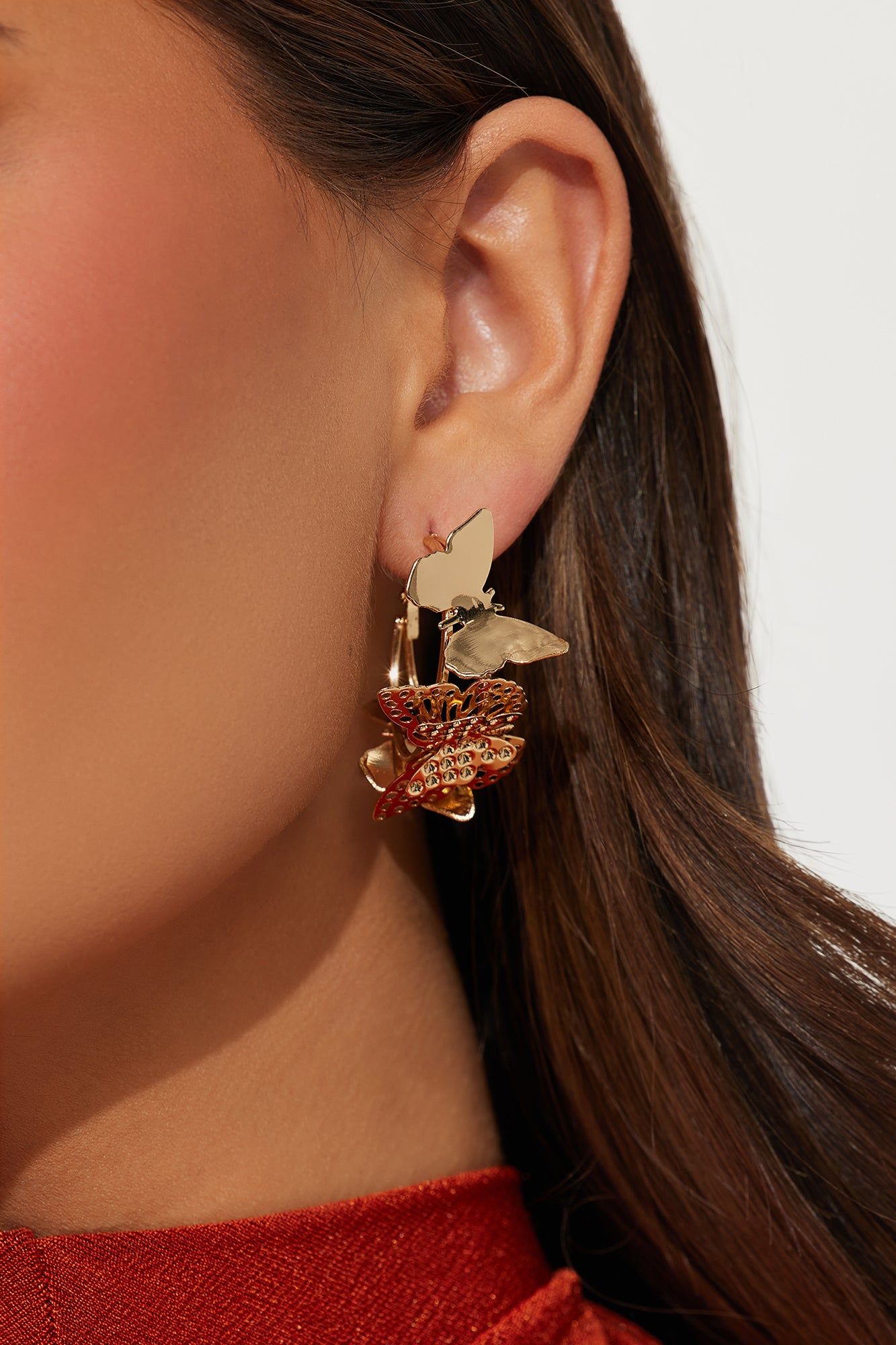 Sky's The Limit Butterfly Earrings - Gold sold by Fashion Nova