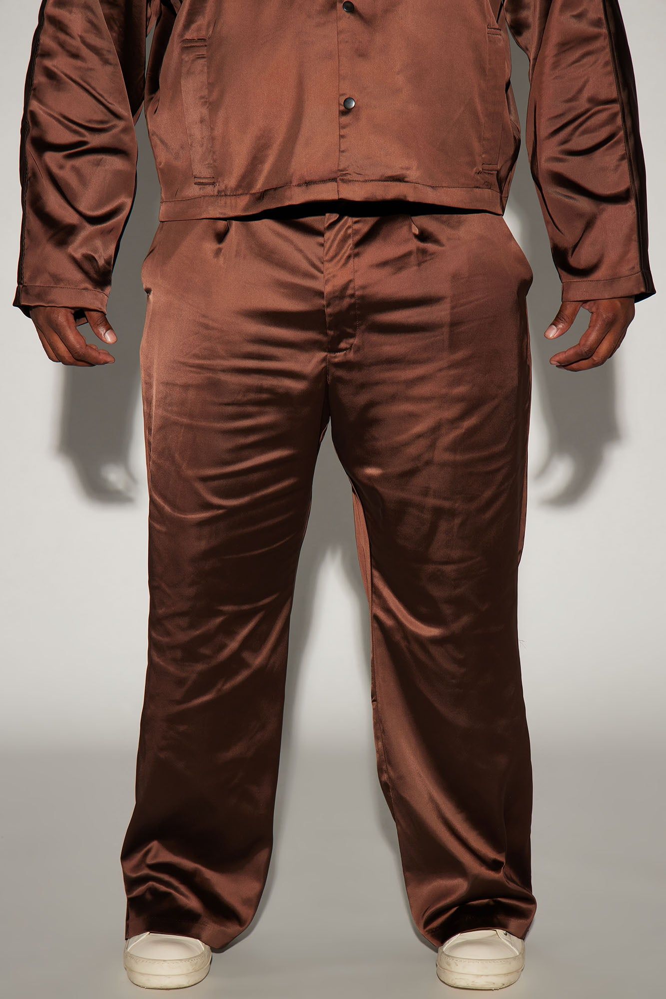 Florence Satin Relaxed Flare Trousers - Dark Brown sold by Fashion Nova product image thumbnail 4