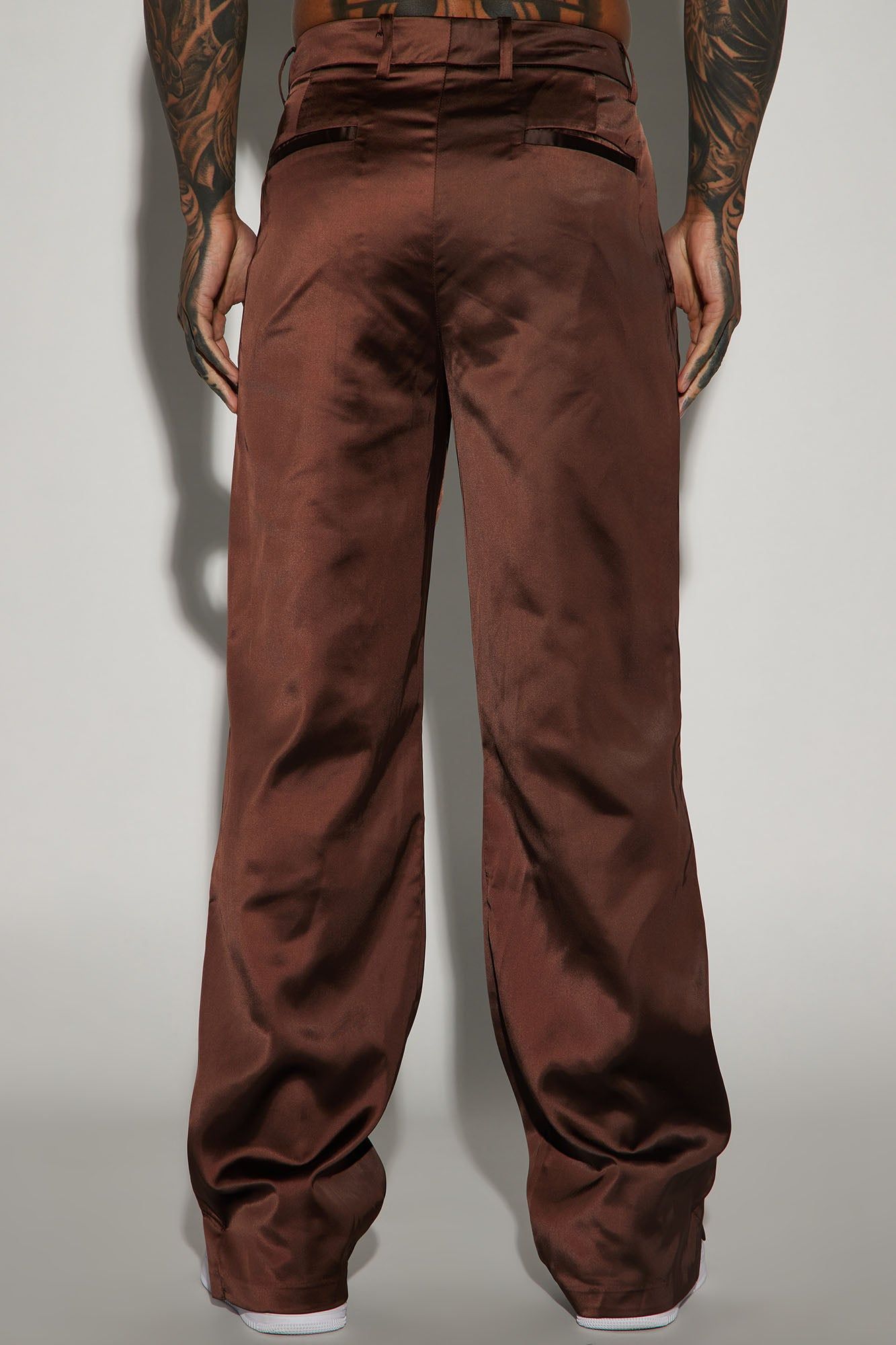 Florence Satin Relaxed Flare Trousers - Dark Brown sold by Fashion Nova product image thumbnail 3