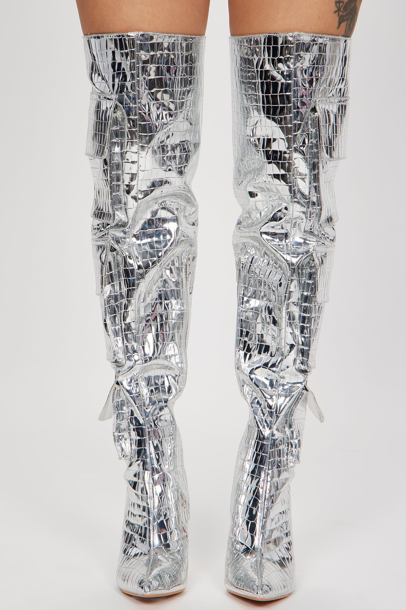 Feeling Trendy Cargo Boots - Silver sold by Fashion Nova product image thumbnail 2