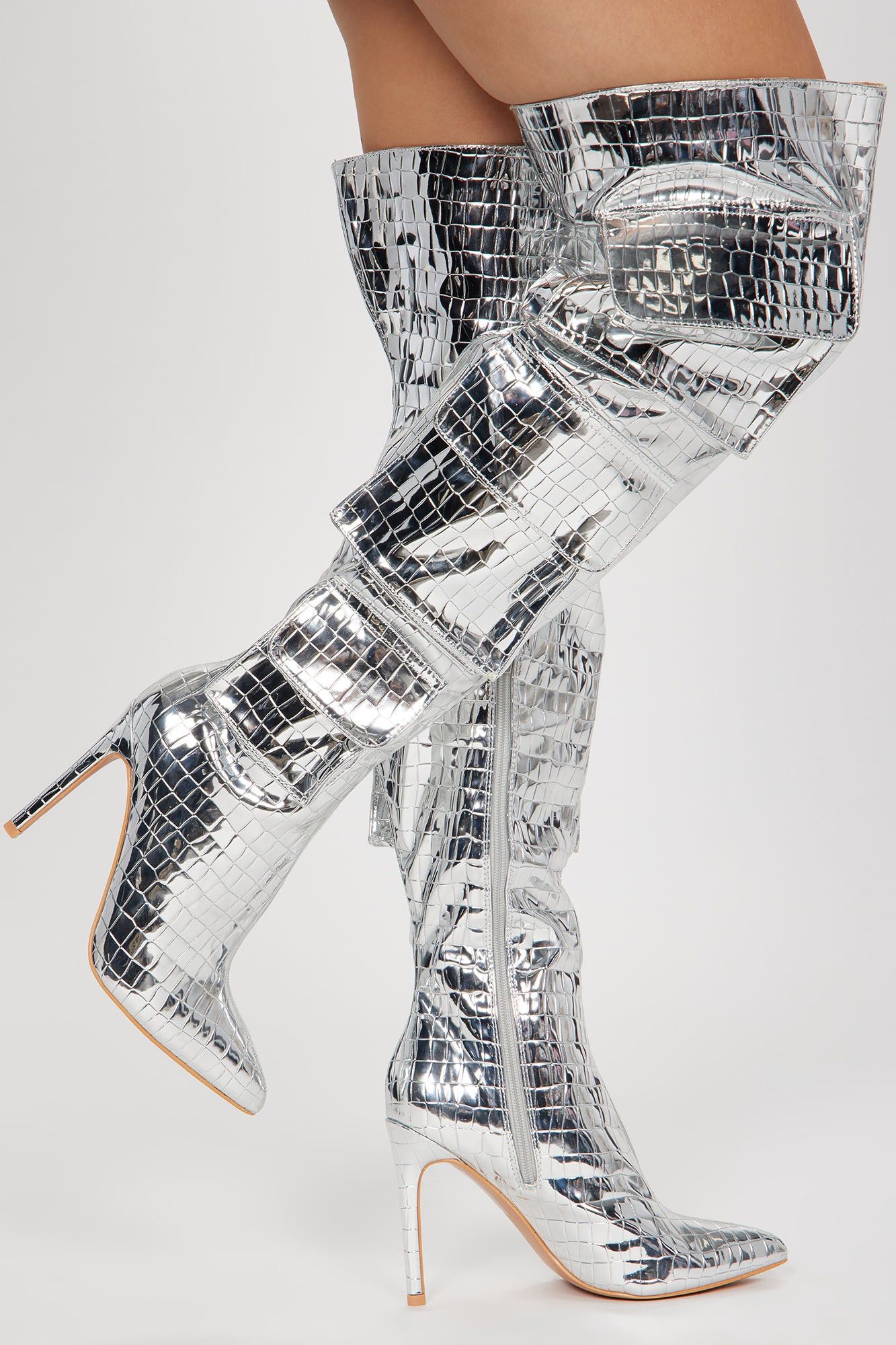 Feeling Trendy Cargo Boots - Silver sold by Fashion Nova product image thumbnail 3