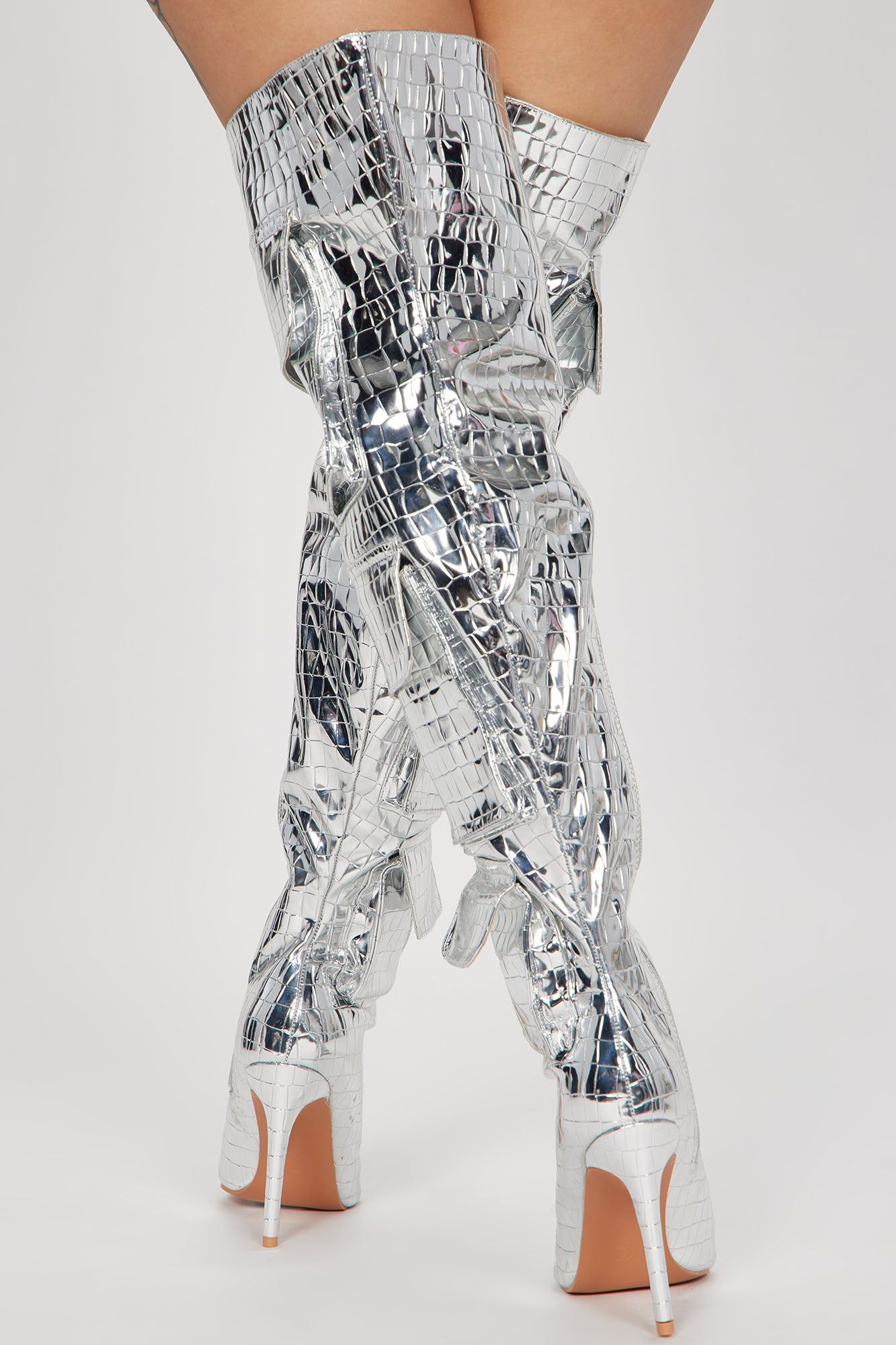 Feeling Trendy Cargo Boots - Silver sold by Fashion Nova product image thumbnail 4