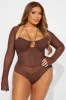 Melanie Mesh Bodysuit - Chocolate sold by Fashion Nova