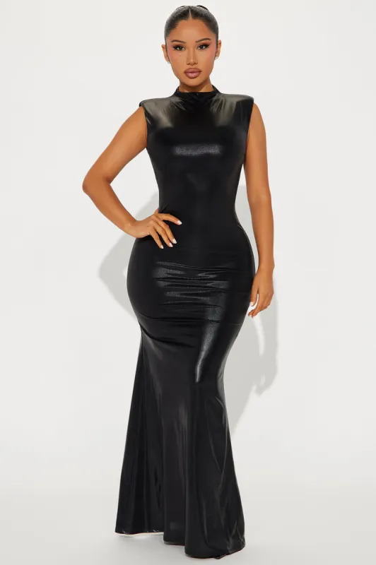 Michelle High Neck Maxi Dress - Black sold by Fashion Nova