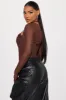 Melanie Mesh Bodysuit - Chocolate sold by Fashion Nova