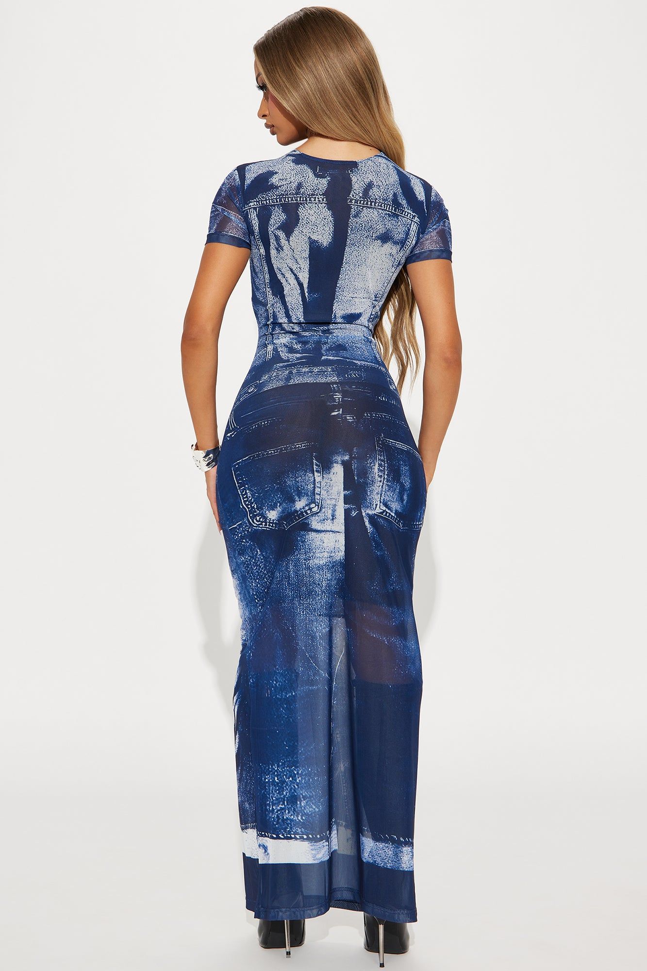 Ciera Mesh Maxi Dress - Blue sold by Fashion Nova product image thumbnail 3