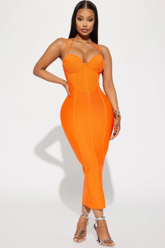 Julia Bandage Midi Dress - Orange sold by Fashion Nova