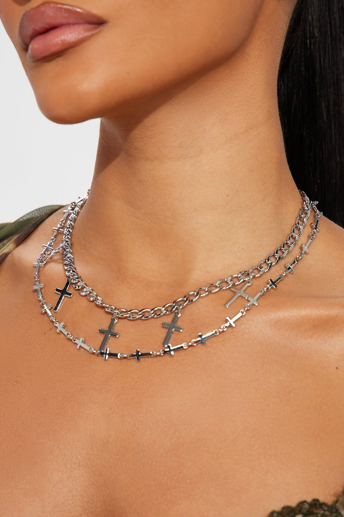 Punk's Not Dead Cross Neckalce - Silver sold by Fashion Nova