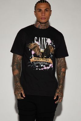 Saint Born To Sin Short Sleeve Tee - Black sold by Fashion Nova