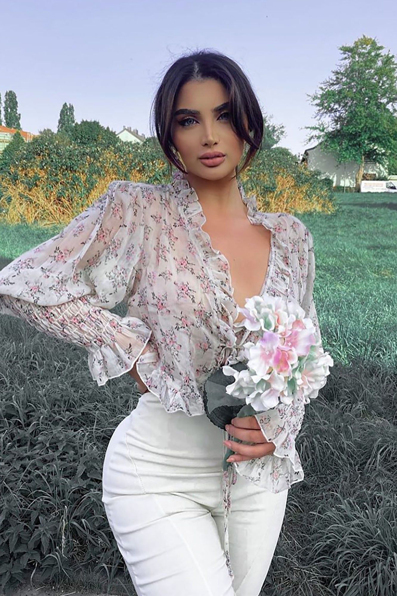 Stroll The Park Floral Top - Ivory/combo sold by Fashion Nova product image thumbnail 3