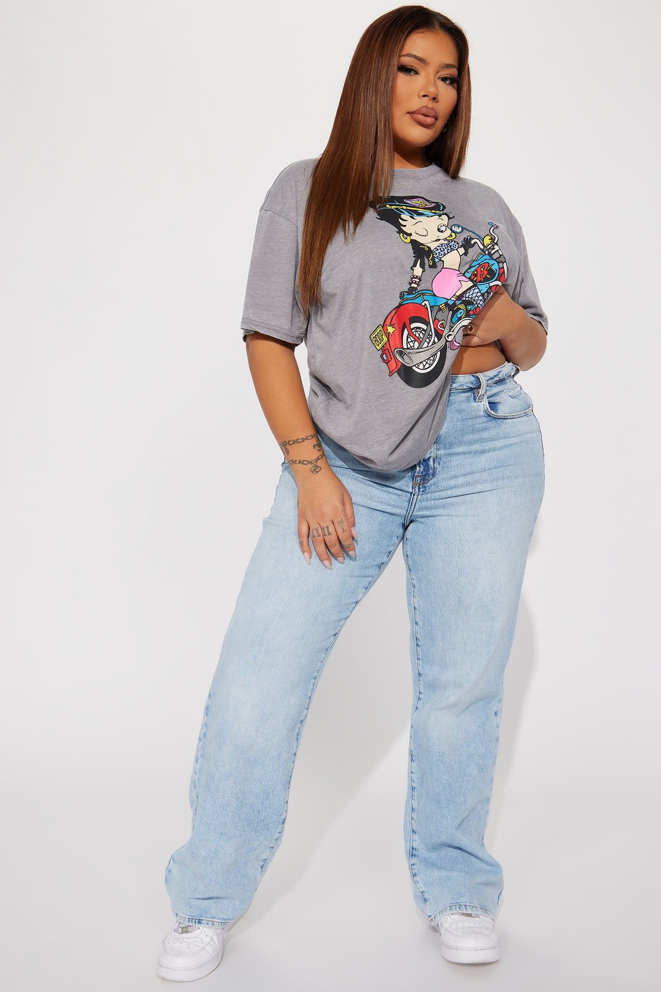 Betty Boop Burnout Tshirt - Grey sold by Fashion Nova product image thumbnail 5