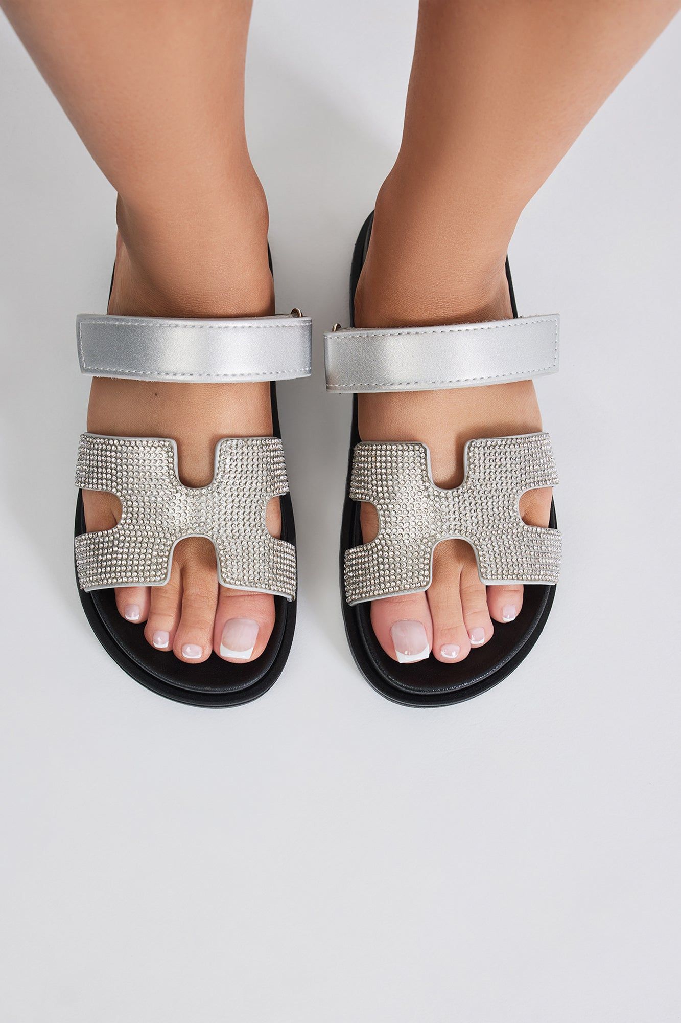As I Go Embellished Casual Slides - Silver sold by Fashion Nova