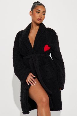 Cozy Love Plush Robe - Black sold by Fashion Nova