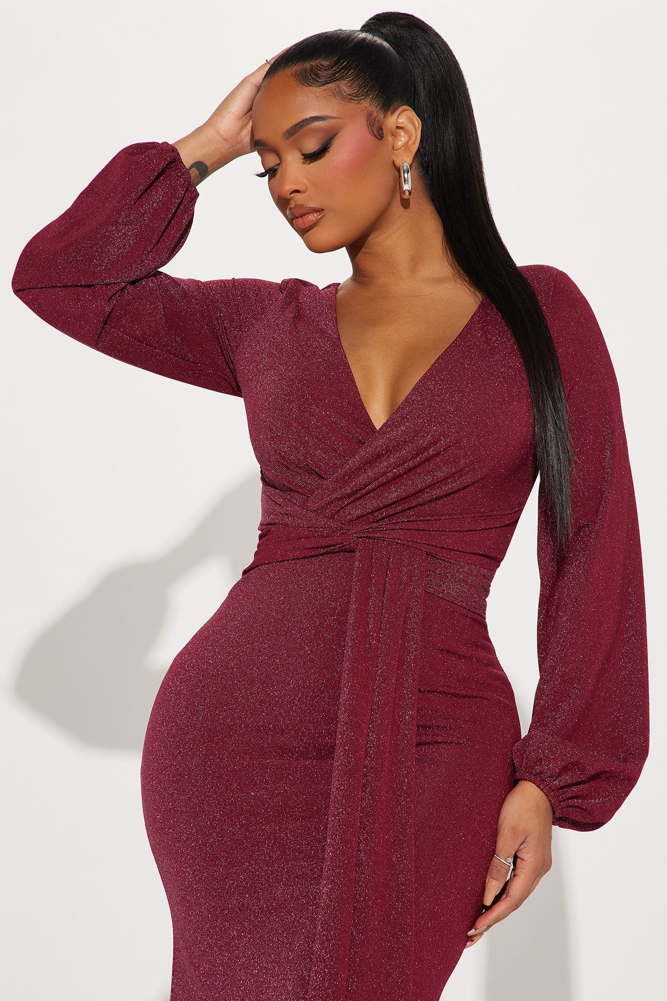 Starry Eyed Glitter Maxi Dress - Wine sold by Fashion Nova product image thumbnail 2