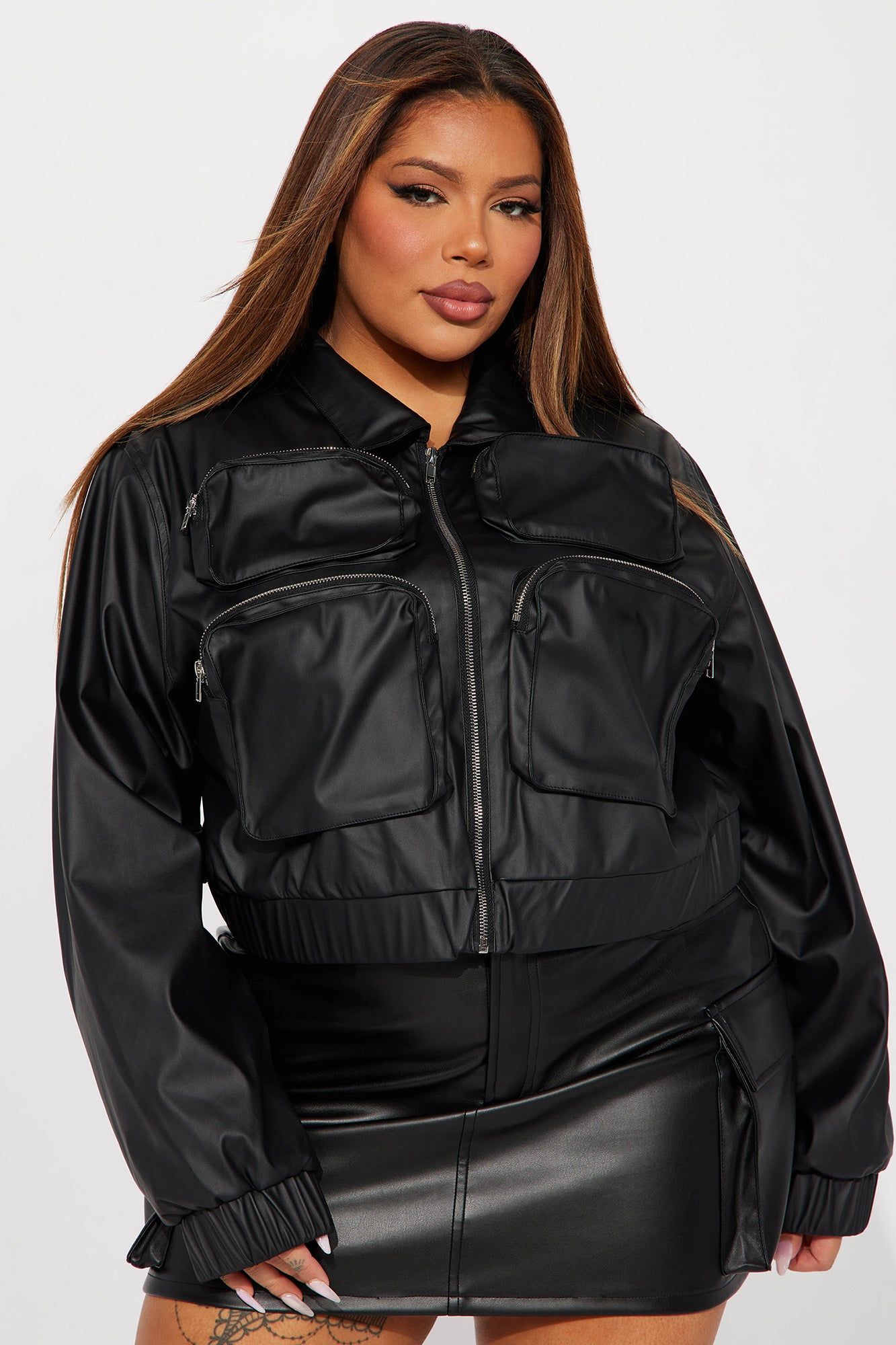 Fair And Square Faux Leather Bomber Jacket - Black sold by Fashion Nova product image thumbnail 4