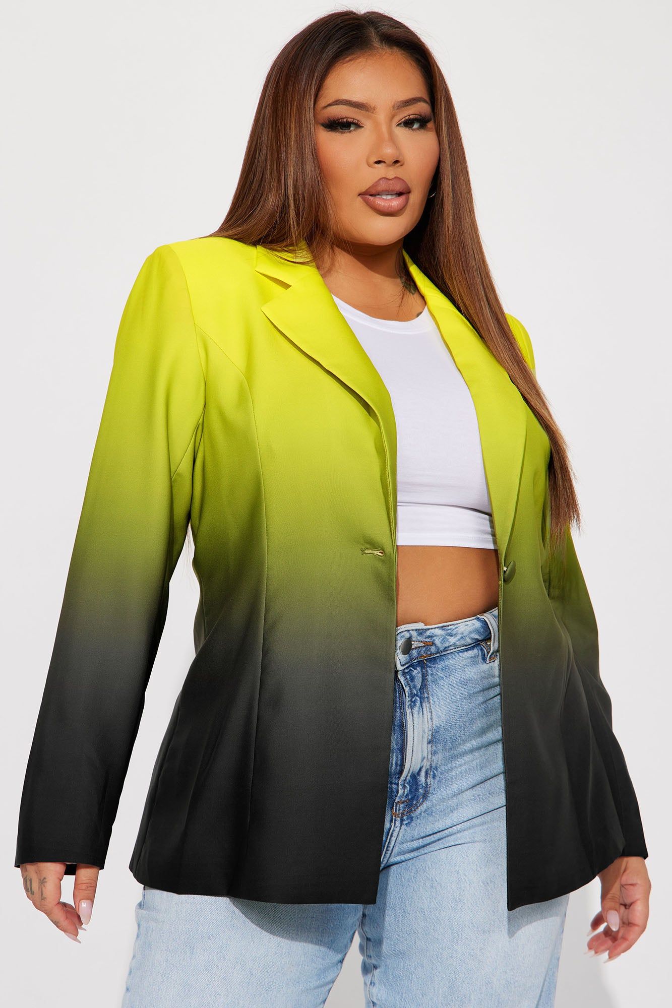 Eliza Ombre Blazer - Chartreuse sold by Fashion Nova product image thumbnail 5